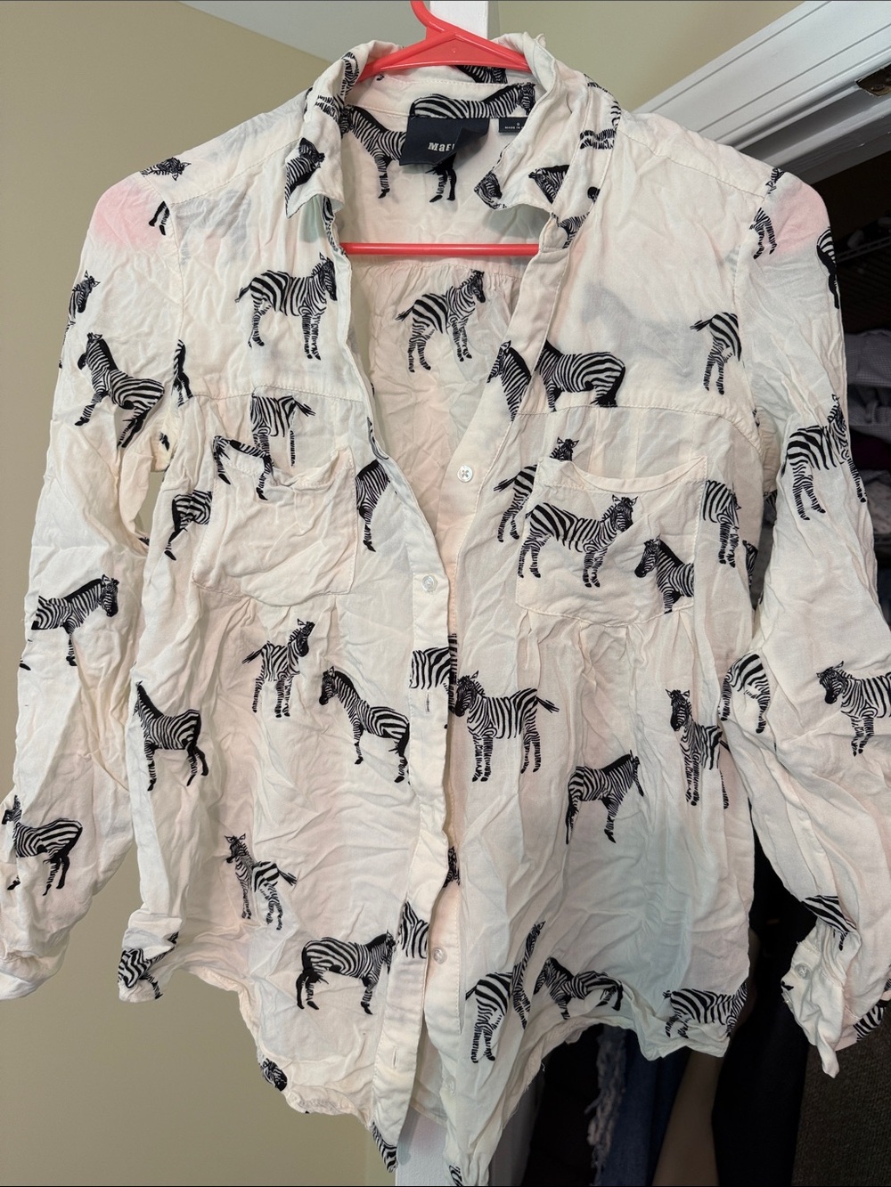 Maeve White and Black Zebra Print Blouse